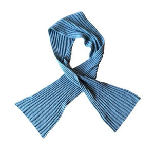 Della Ciana Cashmere Scarf Ribbed Light Blue Knit Made in Italy Luxury